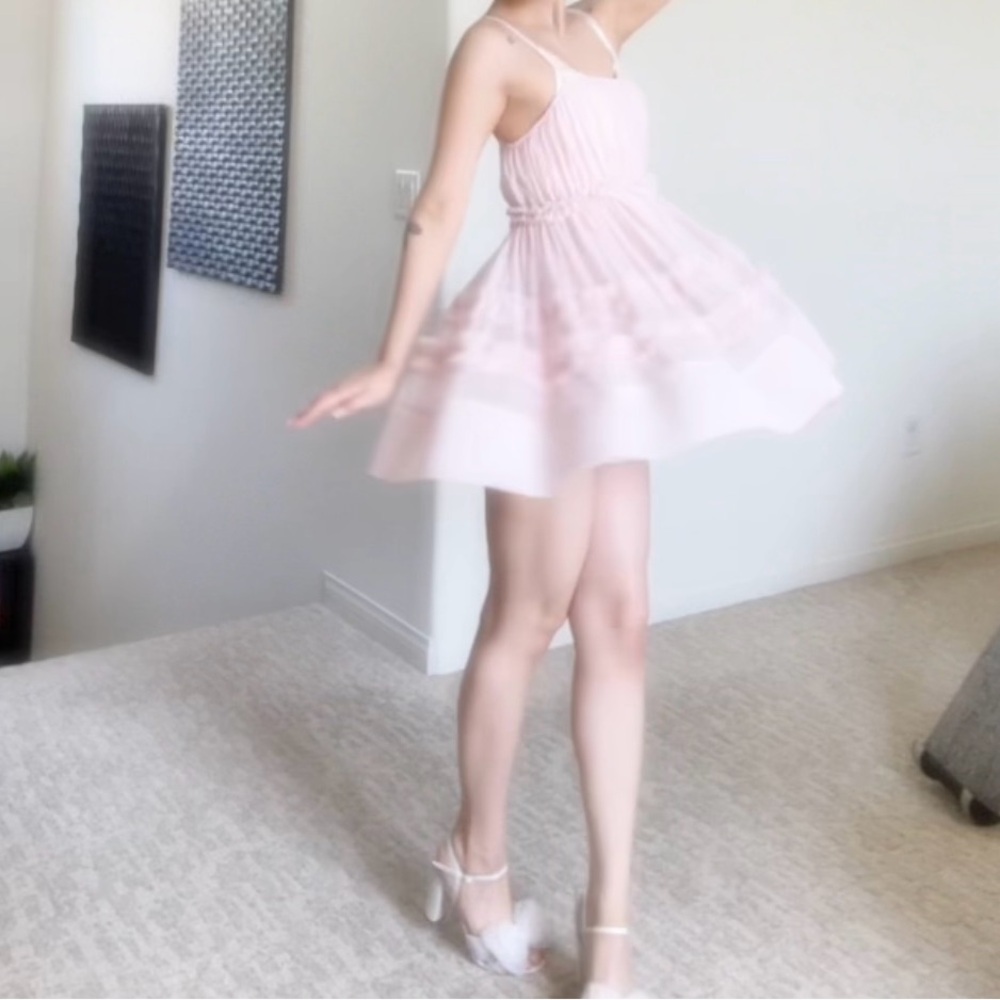 Zara Pink Ruffled Mini Dress - Picture 5 of 8